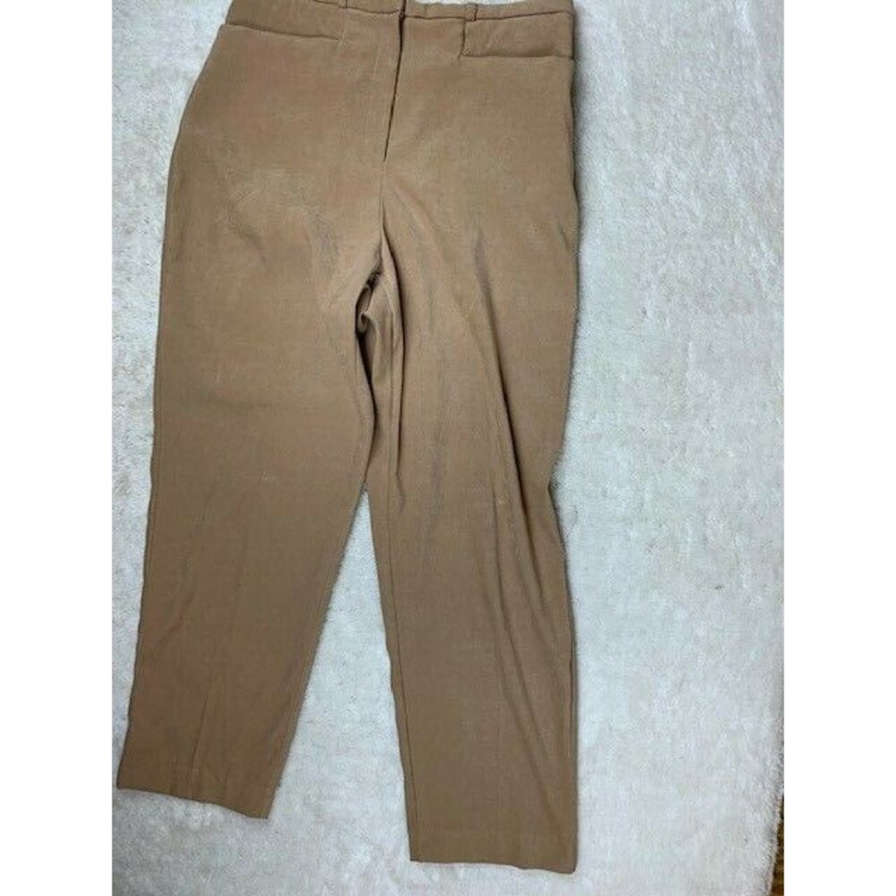 Worthington Stretch Size 14 Womens Tan Trouser Dress Pants High Rise Wide Leg